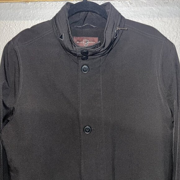 BLACK BROWN 1826 Hooded Jacket - Full Zip Dress Raincoat Overcoat - EUC -40R - Picture 2 of 16